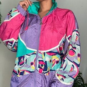 ☾80s Vintage Lavender & Pink REVERSIBLE Windbreaker jacket  ☾